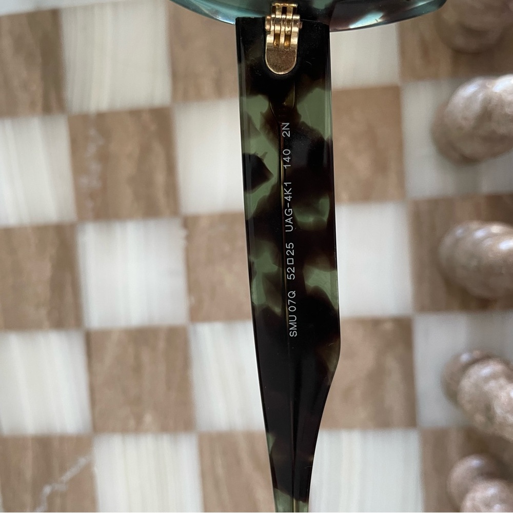 Miu Miu Women's Green Tortoise Shell Cut-Off Roun… - image 6